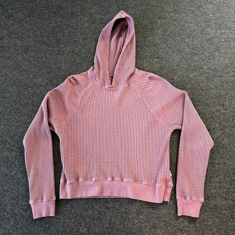 The North Face Womens Waffle Knit Hoodie Mauve Purple Thermal Pullover A82ZD XS
